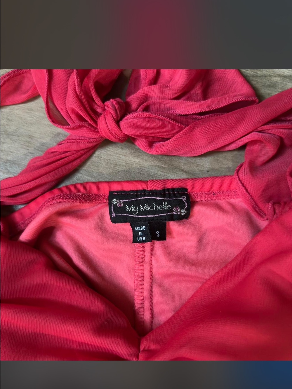American Vintage Ruffle Halter Dress in Red - Picture 3 of 4